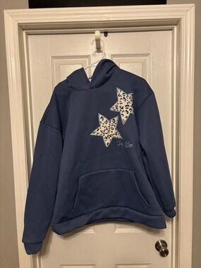 prisana bay Navy Hoodie with Leopard Star Patches